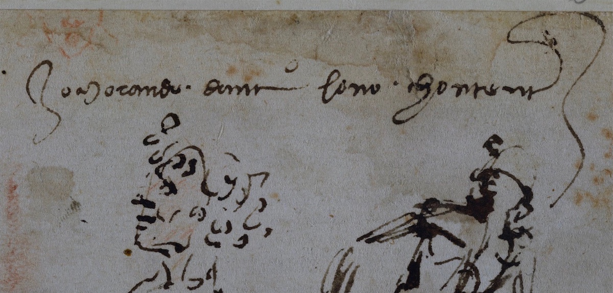 Scrittura Leonardo retro paesaggio
